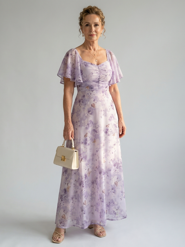 Vaelis | Robe Midi à Manches Flutter