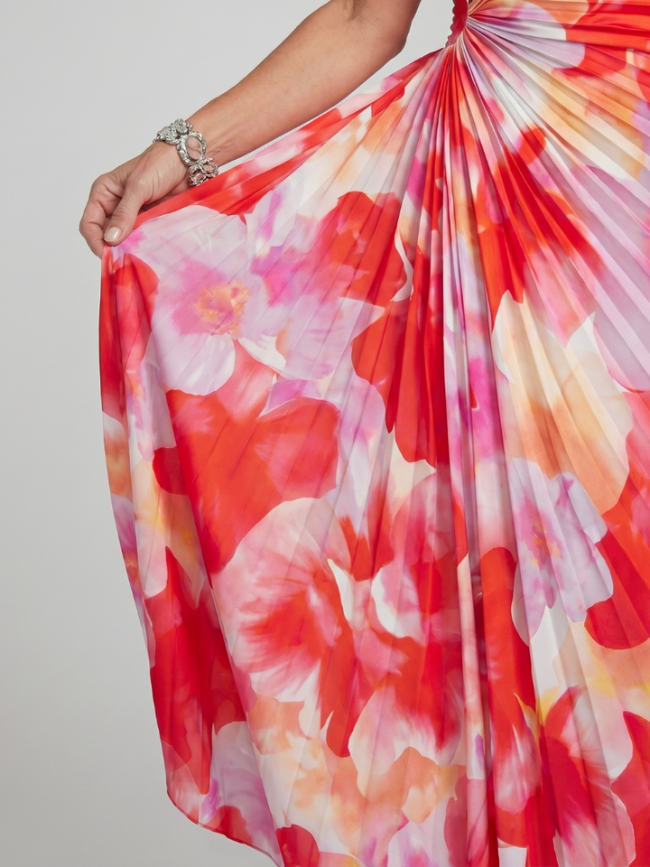 Taya | Robe Midi à Épaule Unique avec Corsage Plissé