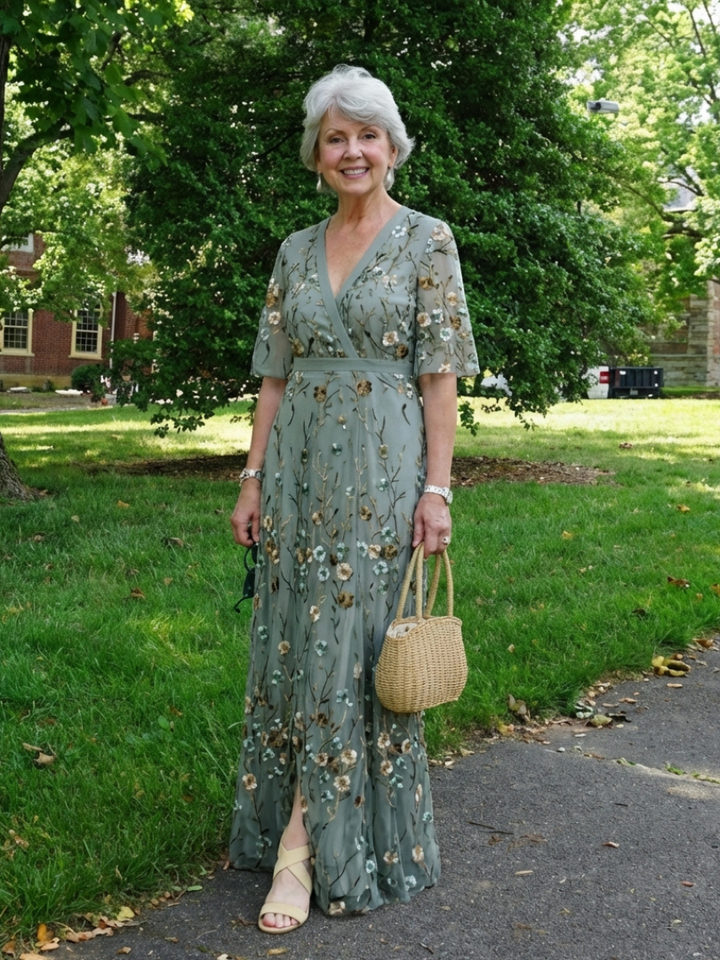Evadne | Robe Maxi à Manches Courtes en V Floral