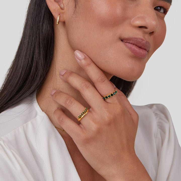 Mary - Bague superposée en vert émeraude
